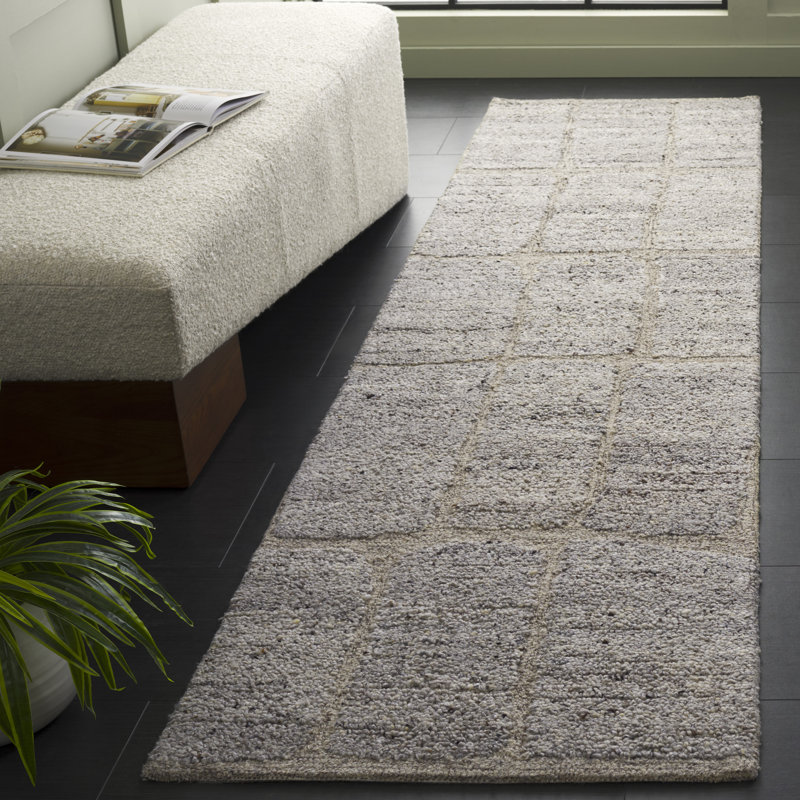 Tapis taupe / gris Marzia 104, Tapis de couloir 2 pi 3 po x 9 pi