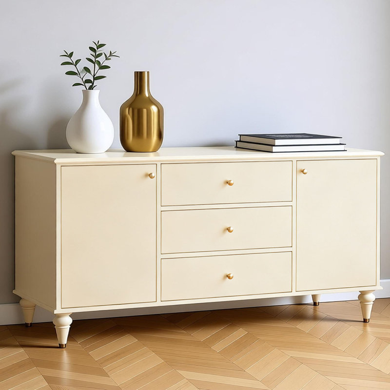 Simple Cream Style Solid Wood Sideboard, H 35,43 po x l 70,86 po x P 15,74 po