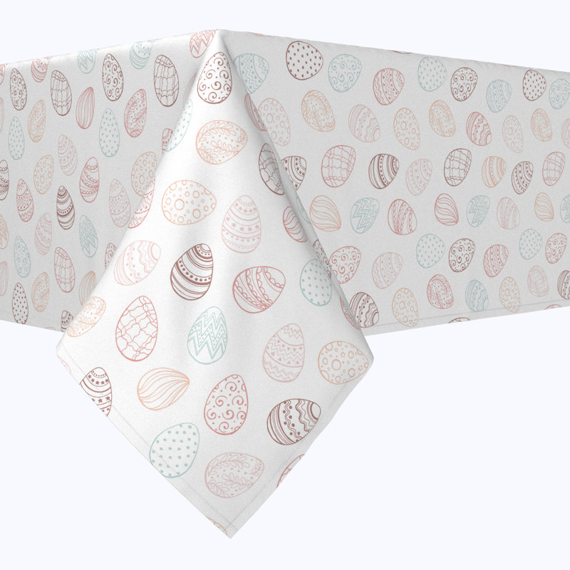 Cuji Table Runner, 100% Cotton, 16X108", Watercolor Decorative Easter Eggs, 52" L x 52" W