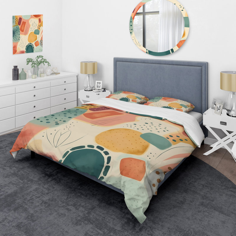 Ensemble de housse de couette orange en microfibre / polyester, Housse de couette pour grand lit et 2 taies décor