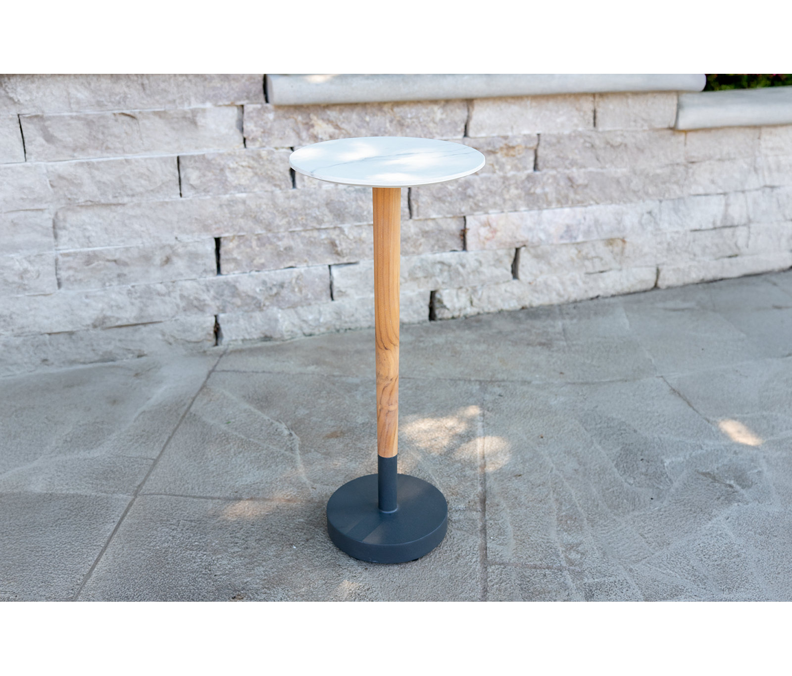Theophile 10" Teak Patio Side Table, White