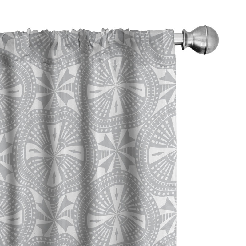 Rideaux 4 panneaux East Urban Home Neutral, formes géométriques variées, blanc pâle, L 56 po x L 63 po