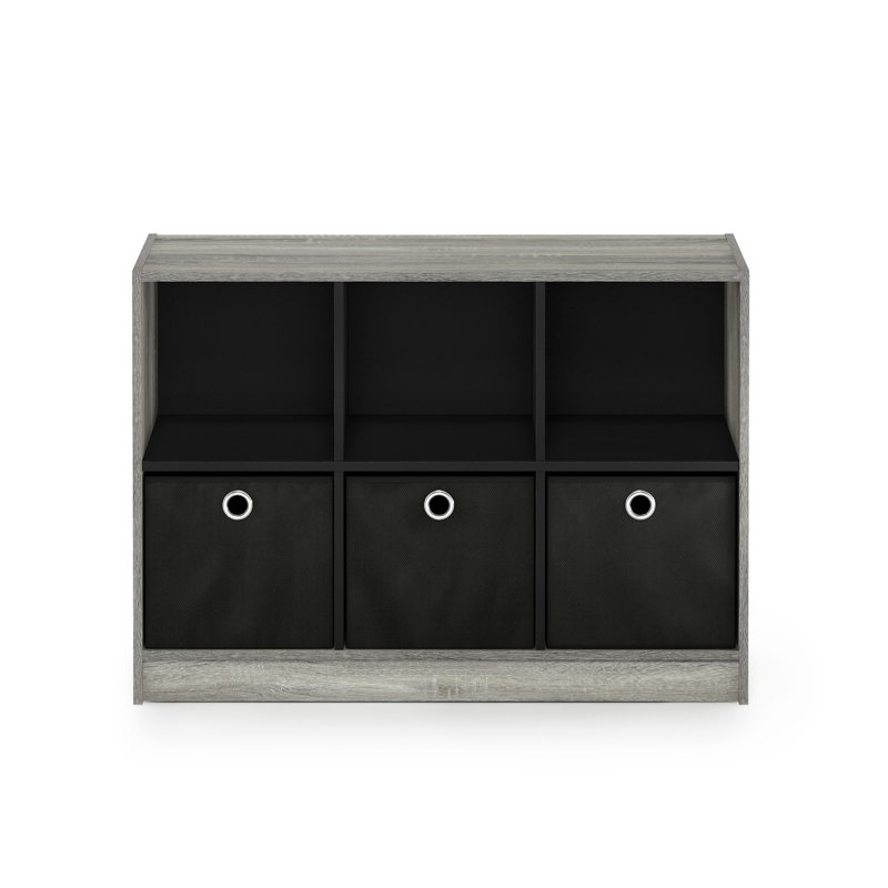 Storage Bookcase, French Oak Gray/Black