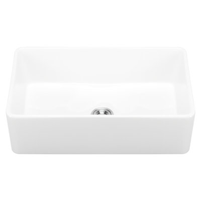 Évier blanc 85 x 51 cm, à cuve unique encastrée, finition surface, système de drainage supérieur, grande capacité pour les ustensiles de cuisson.