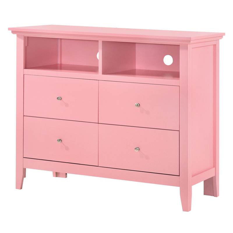Chene 4 Drawer Media Chest, Pink