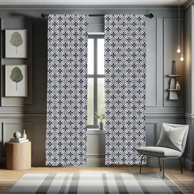 Geometric Semi-Sheer Rod Pocket Sliding Panel