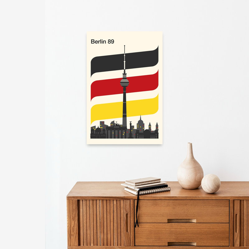 Berlin 89 Skyline allemande, impression murale abstraite d'architecture contemporaine, H 24 po x l 16 po