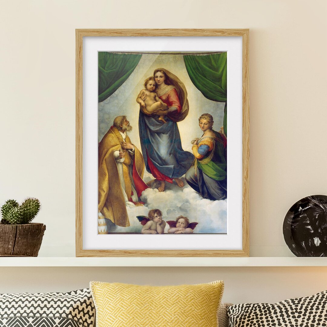 Gerahmtes Papierbild Die Sixtinische Madonna von Raffeal