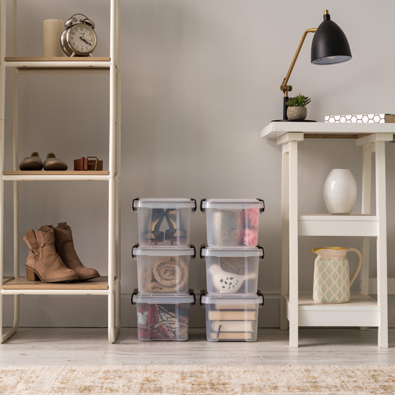 Clear Heavy-Duty Stackable Plastic Storage Box with Lid, 1.6 gal