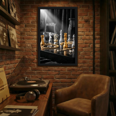 Abstract Chess Pieces And Jewelry On Dark Table