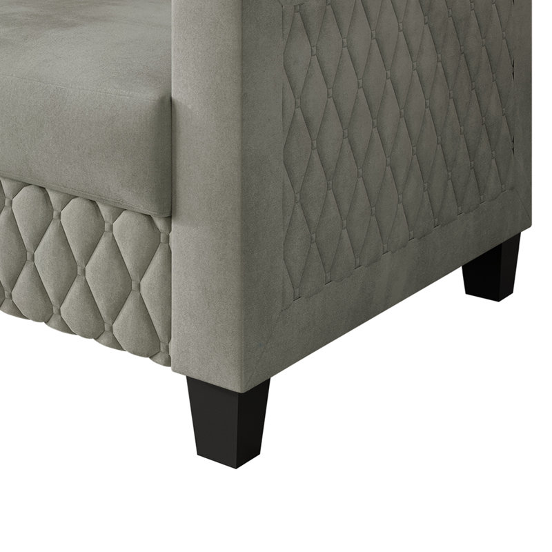 Velvet Upholstered Loveseat, Gray