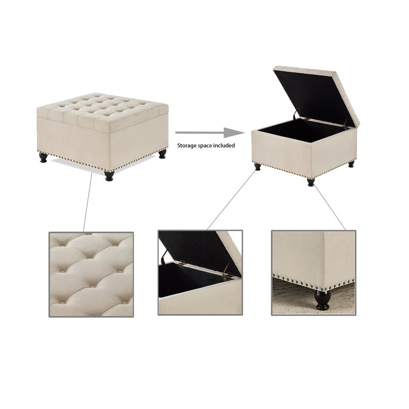 Brextyn Faux Leather Ottoman, Beige Faux Leather