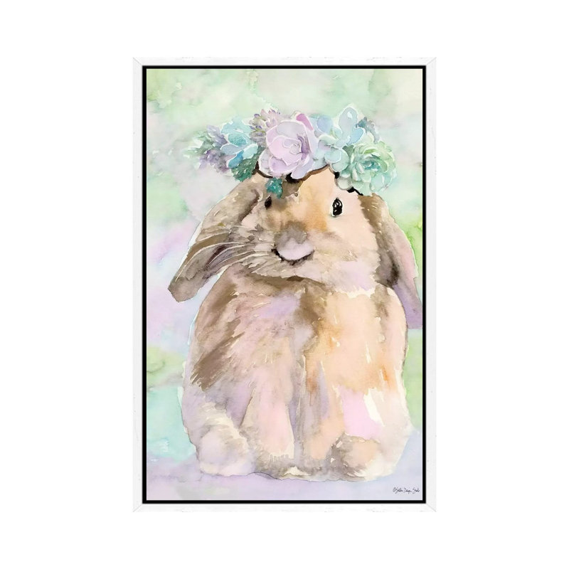 Bunny Bella - Painting on Canvas, 152.4cm H x 101.6cm W x 3.81cm D, White Floater Framed