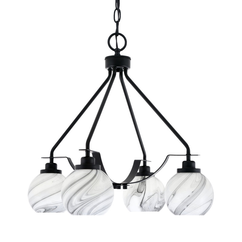 Lustre 4 lumières Odyssey Downlight, Noir mat