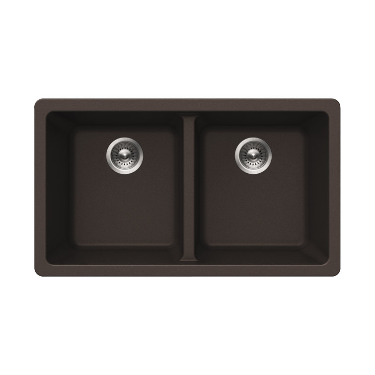 Houzer 31 in Slate Granite Composite Undermount 50/50 Double Bowl Kitchen Sink - M-300U SLATE