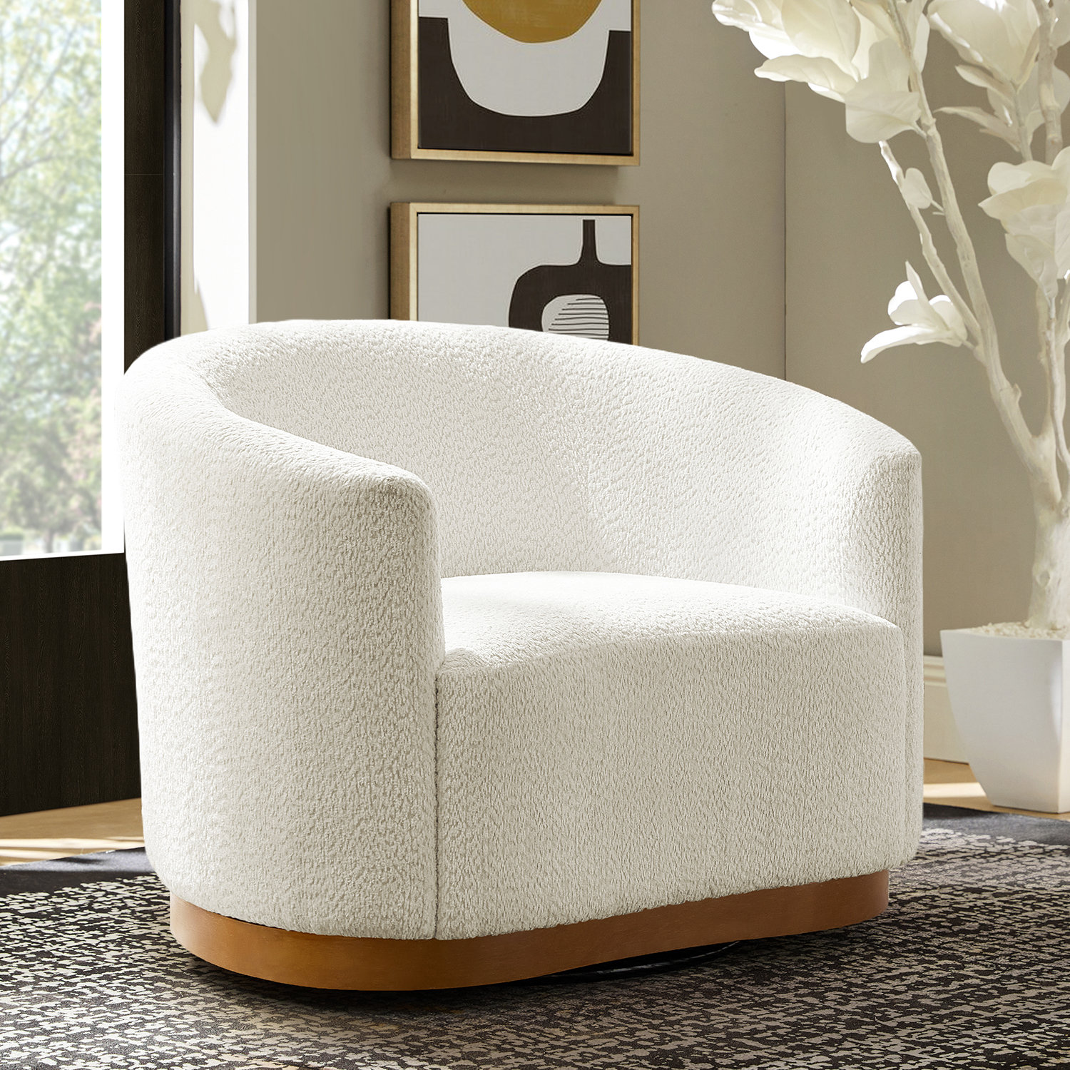 Wade Logan Fauteuil demi-tonneau pivotant avec dossier incurvé Berklie ...