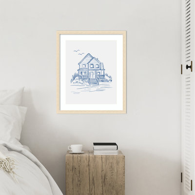 «Nantucket Beach house» par Holte, reproduction d'art encadrée
