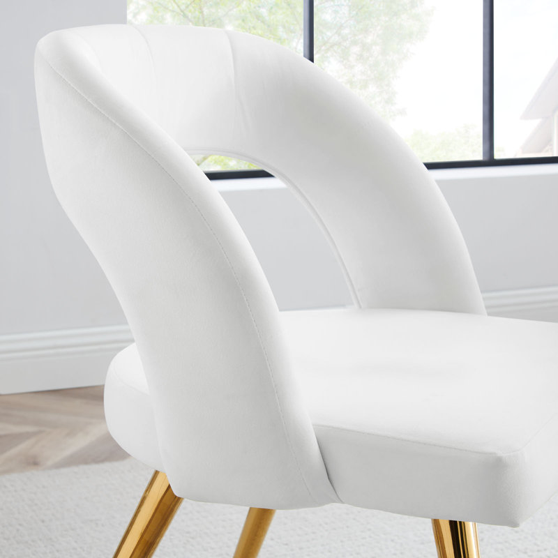 Chaise de salle à manger en velours Modway Marciano, Blanc