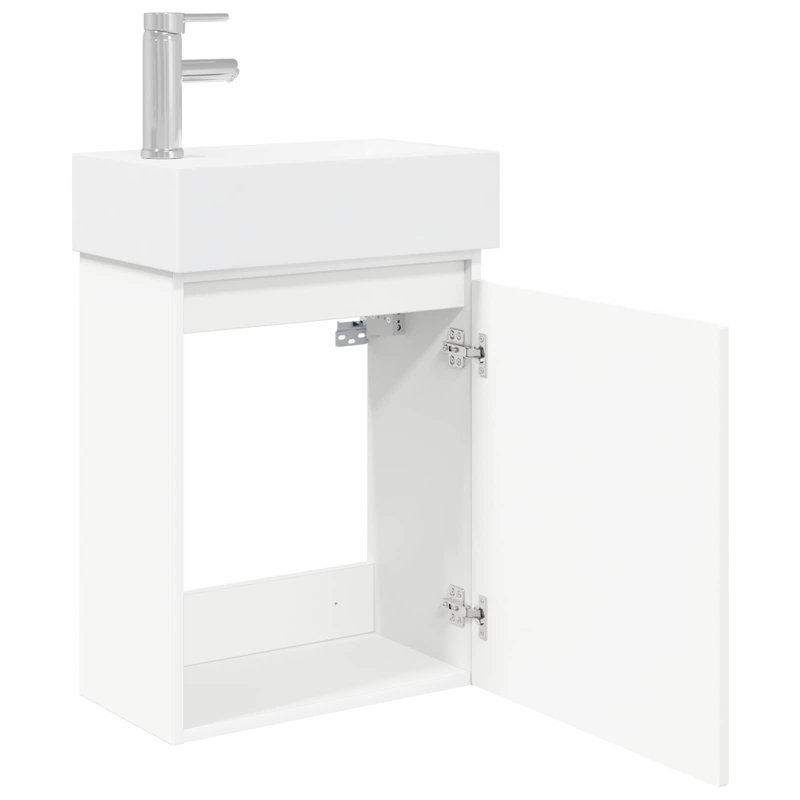 Single Bathroom Vanity with Ceramic Basin, White