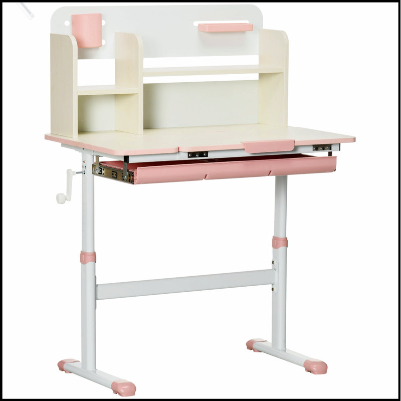 Bureau d'étude en bois réglable en hauteur avec rangement, parfait pour l'apprentissage organisé et la croissance.