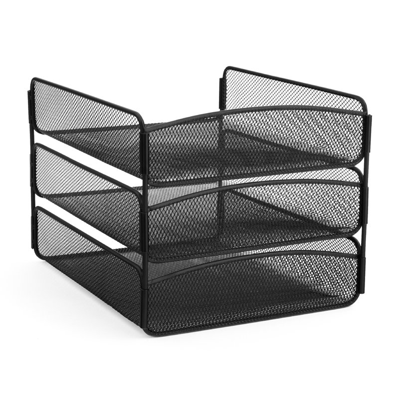Rangement de bureau à trois plateaux Onyx, Noir