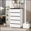 Grande commode blanche moderne à 5 tiroirs Mid-Century pour chambre à coucher, solution compacte et élégante