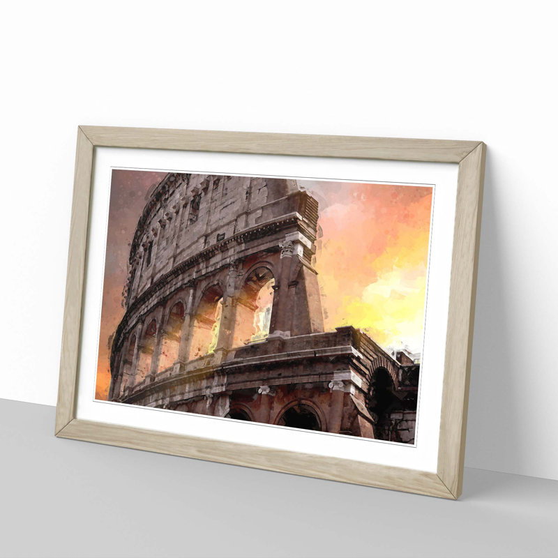 Colosseum Rome Italy in Abstract - Picture Frame Graphic Art Print, 62cm H x 87cm W x 2cm D, Oak Framed