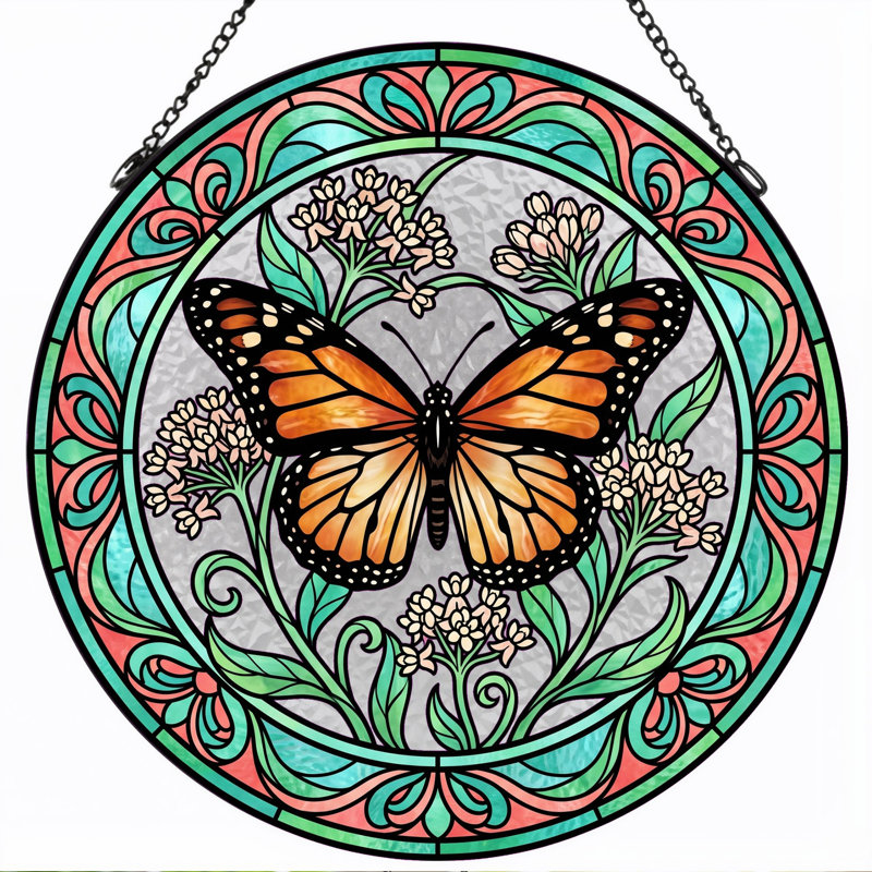 Vitrail de vitrail papillon Butterfly, 7,8 heures, 7.8"H