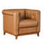 Fauteuil demi-tonneau carré en cuir véritable transitionnel 35,25 po Alisier-110361324