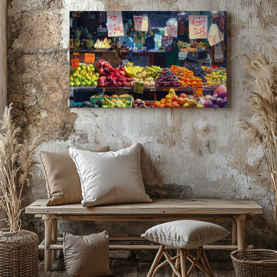 «Vibrant Market Stall Canvascolorful Fruit and Légume», art mural sur toile