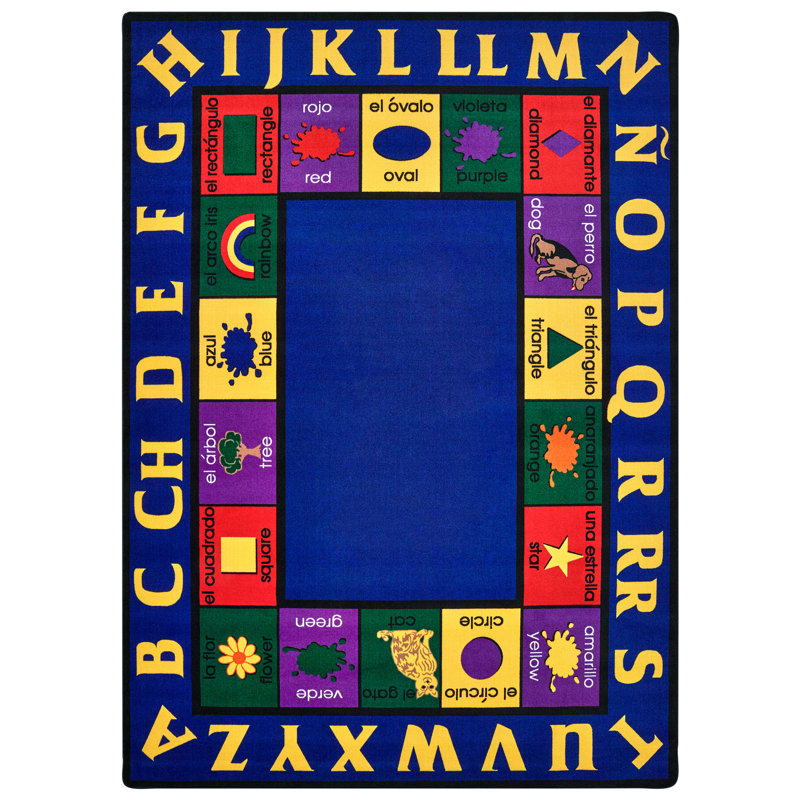 Tapis bleu / rouge touffeté de qualité supérieure, Rectangle 8 pi 4 po x 11 pi 8 po