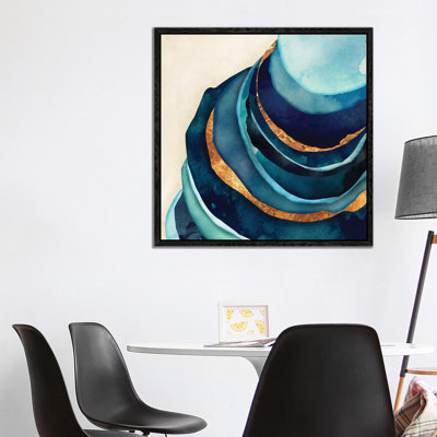 Abstract Blue And Gold - Print on Canvas