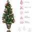 4 décorations de Noël: blanc chaud, baies rouges, pin et 2 arbres décoratifs avec:, vestibule