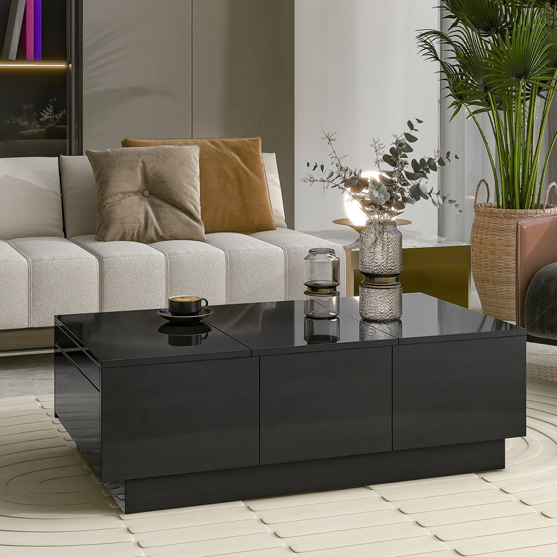 Table basse multifonctionnelle avec 2 grands compartiments de rangement cachés