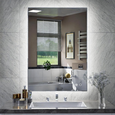 Miroir de salle de bain rétroéclairé de 20 po x 28 po, miroir à DEL antibuée avec lumières, verre trempé CRI90 + HD, imperméable, homologué UL, miroir de meuble-lavabo illuminé à intensité variable avec intensité lumineuse élevée