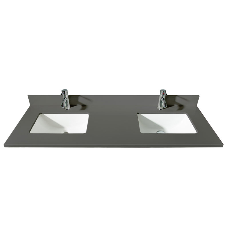Ensemble de meuble-lavabo double 75 "avec miroir Flannery, Gris calypso