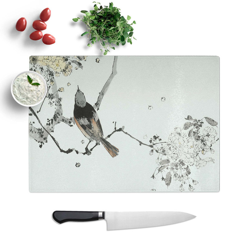 Glass Japanese Swallow by Watanabe Seitei Chopping Board, 39 cm W x 28.5 cm L