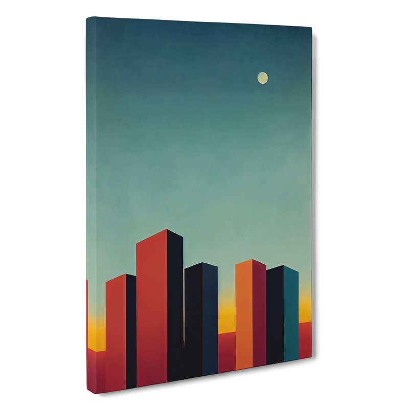 City Skyline Skyscrapers - Print, 50cm H x 35cm W x 3cm D, Wrapped Canvas, No Matte