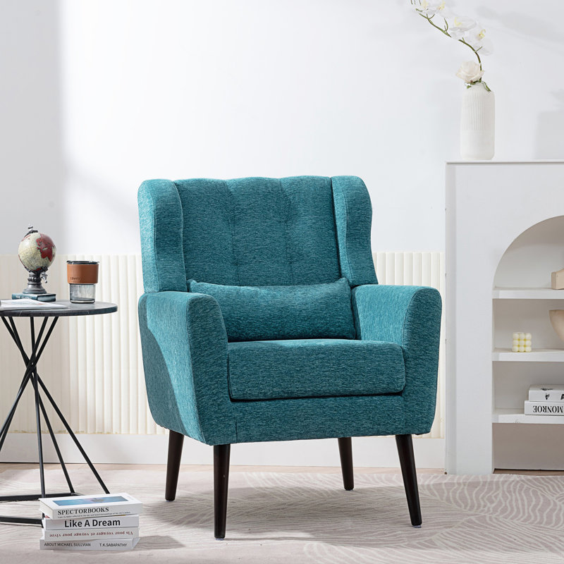 Fauteuil d'appoint Kawonna, Chenille bleu sarcelle