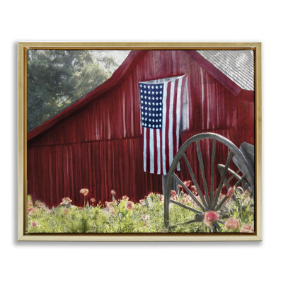 Red Barn with American Flag