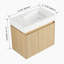Meuble-lavabo 24 po avec lavabo en céramique, meuble-lavabo mural flottant, armoire de rangement en bois avec portes doubles pour la salle de bain, chêne-76056337