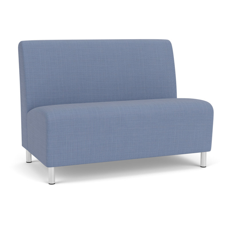 Causeuse sans accoudoirs Ravenna, Acier brossé, Chambray bleu marine clair