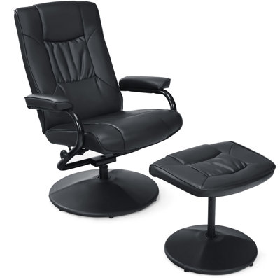 Mcabee Faux Leather Swivel Armchair with Ottoman