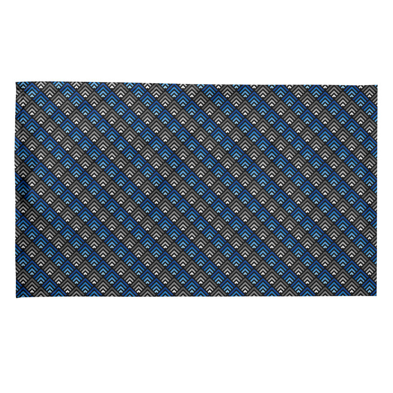 Torchon à motif géométrique à rayures, Polyester sergé, Bleu marine / pièce de monnaie