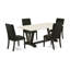 Table de salle à manger 5 pièces avec 4 chaises rembourrées et dossier en treillis-122781419-122781420-122781421