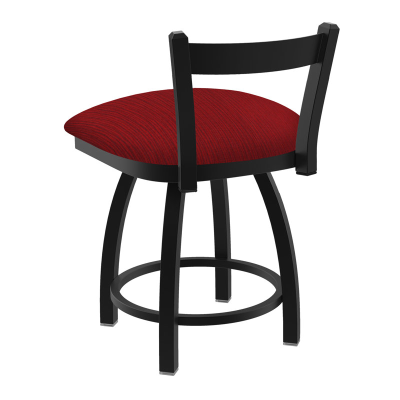 Tabouret de coiffeuse en métal Catalina, Noir froissé, Tissu-graphique rubis