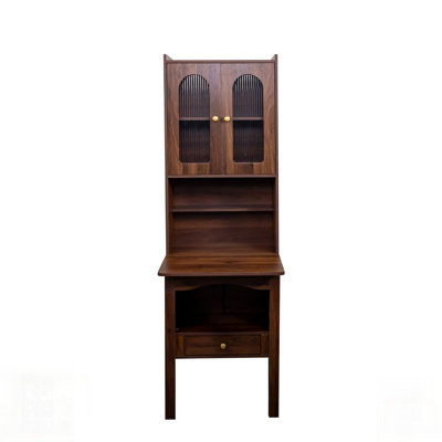 Fold-Out Convertible Writing Table, Desk Cabinet with Shelf and Drawer for Multi-Function Home Office Workstation