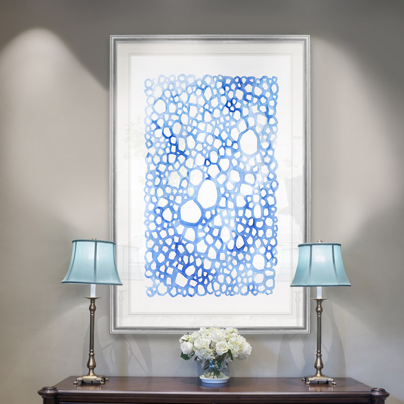«Indigo Plexus II», reproduction sur toile, H 18,5 po x l 24,5 po x P 1,5 po, Encadrement argenté