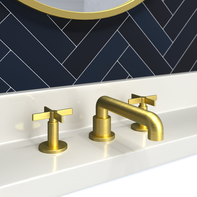 Tolmin Widespread Bathroom Faucet with Drain Assembly, Satin Brass (PVD)