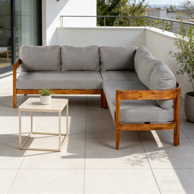 Ensemble de mobilier d'extérieur en bois d'acacia massif avec 6 coussins moelleux et sac à dos